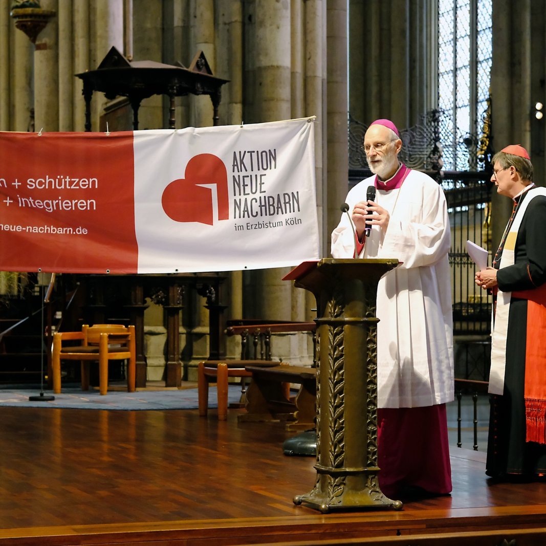 Andacht mit geflüchteten Menschen am 28. September 2024 im Kölner Dom (c) Robert Boecker